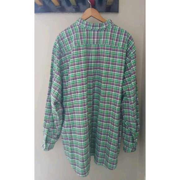 Ralph Lauren Button Down Shirt Size Green 3XB Big Green Plaid Work - Picture 6 of 8